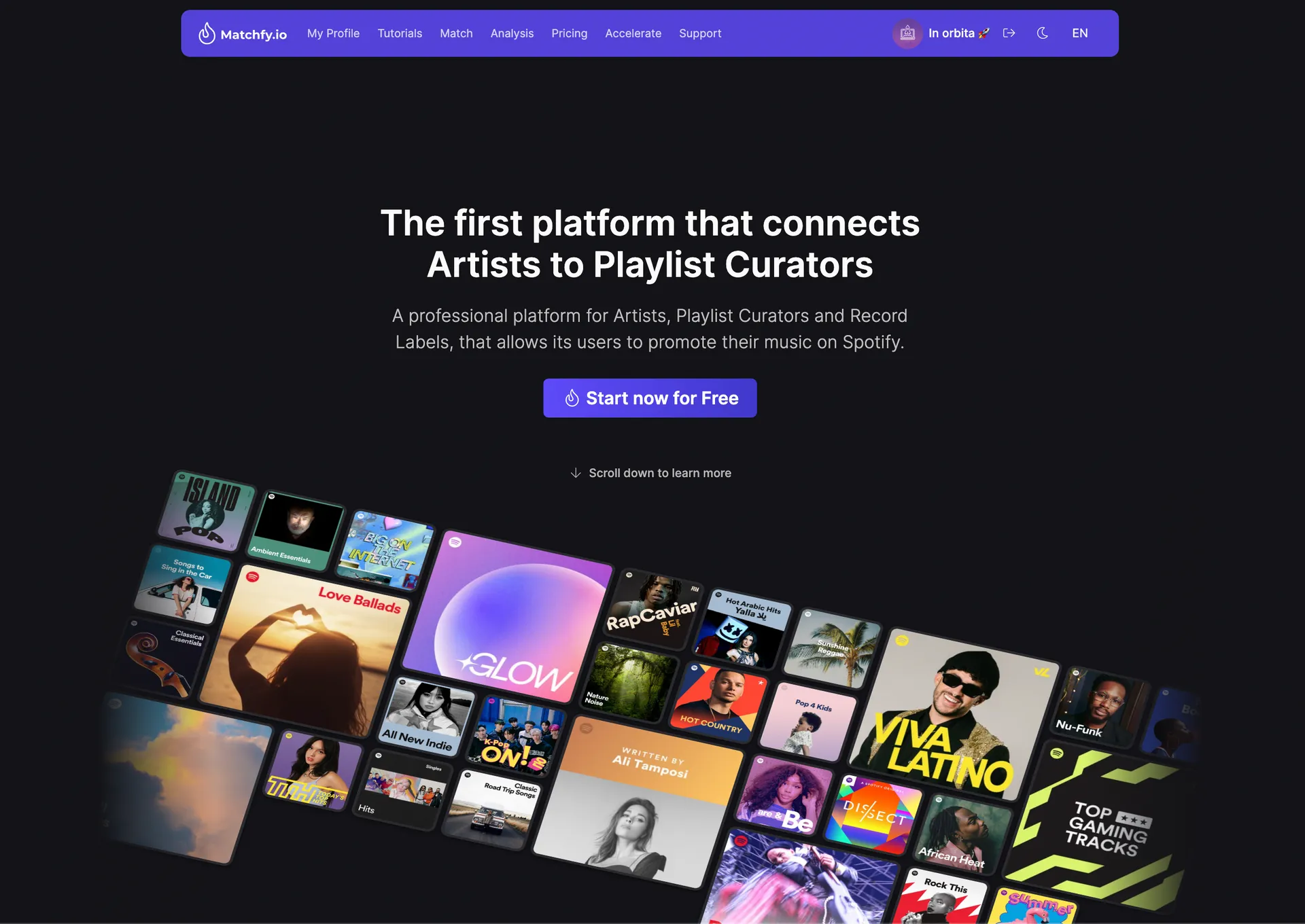 Nuova versione di Matchfy online - Guadagna con Spotify!